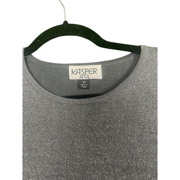 Kasper Gray Glitter Top Women Size 10 Short Sleeve Stretch Vintage 90s Y2k - Picture 6 of 7